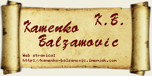 Kamenko Balzamović vizit kartica